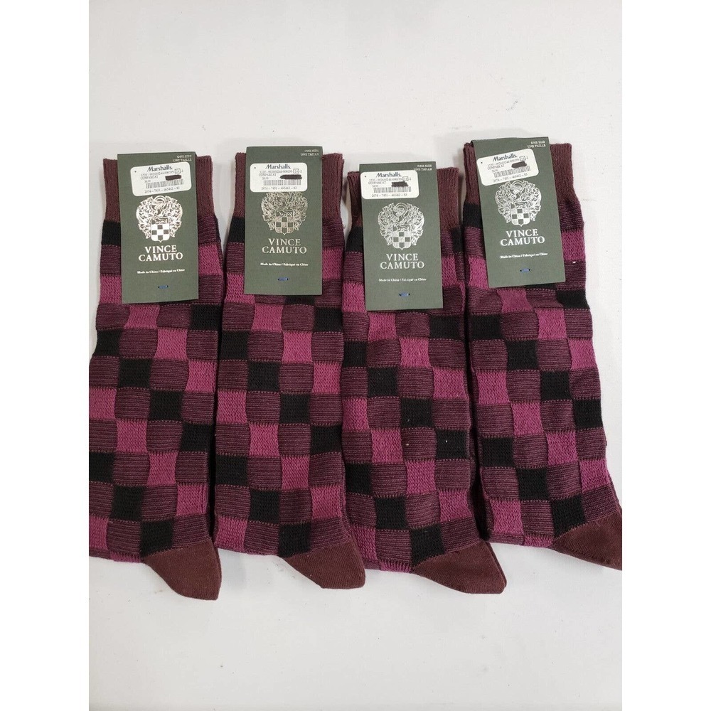 Lot of 4 Vince Camuto Socks Unisex Adults One Size Multicolor Crew‎ Cotton Blend